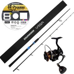 Sølvkroken Vega fiskesett 8' 60-140g + 7000 SW FD + Kairiki
